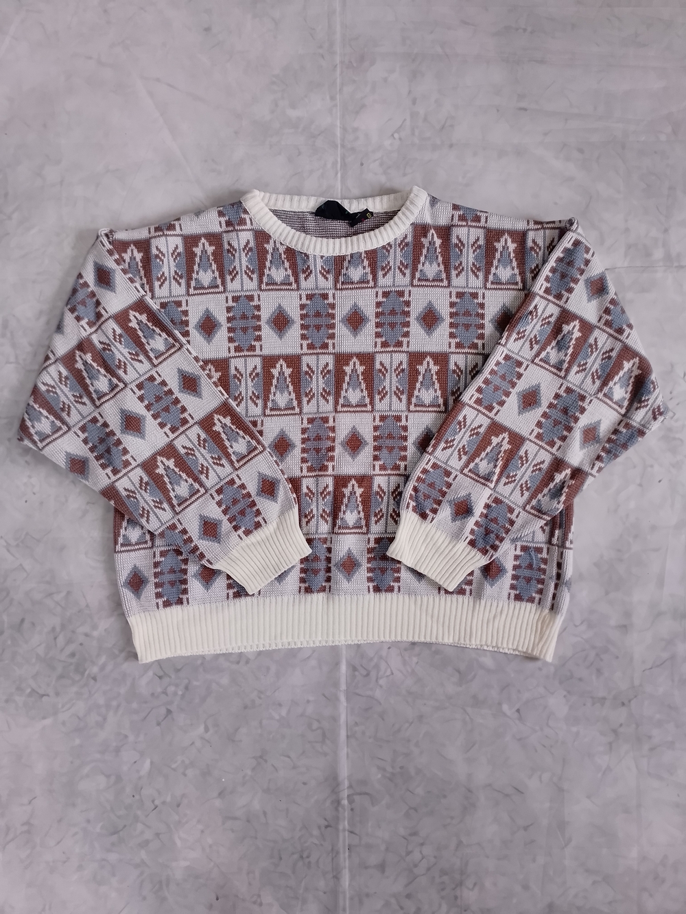 Vintage 90s Geometric Pattern Crewneck Sweater - Ugly Dad/Grandpa Uncle Phil